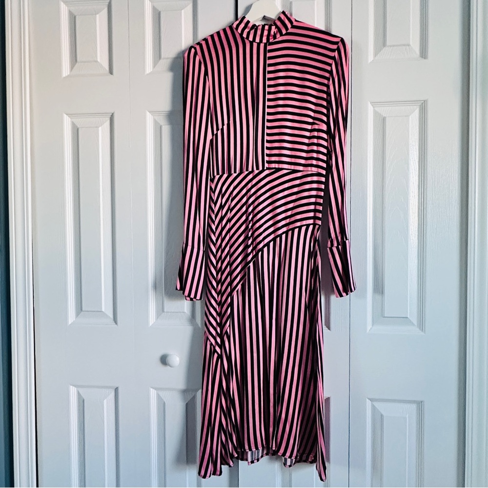 NWOT H&M Striped Pink and Black Long Sleeve Dress 2